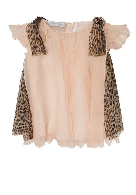 Abito con stampa leopardata e ruches ROBERTO CAVALLI KIDS | CIP26035VESLRPINK